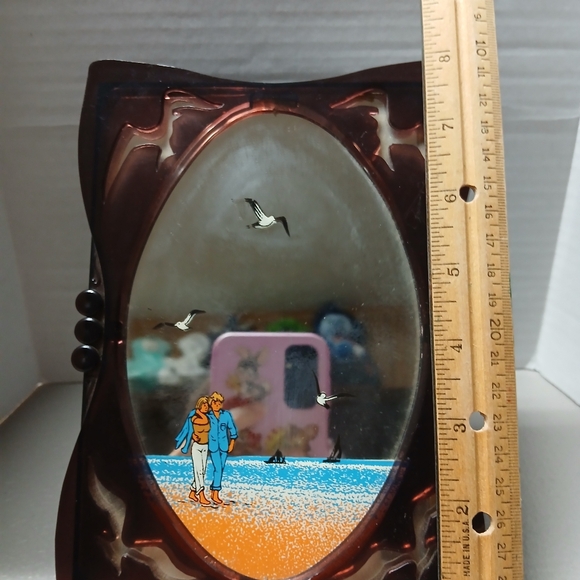 Yap's Vintage Mirror Music Box Beach Scene Blonde Couple You Light Up My Life - Picture 10 of 16